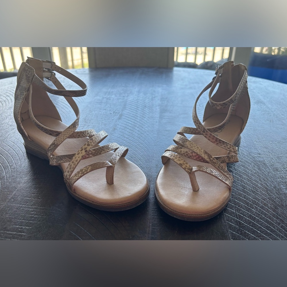 Tan Strappy Sandals with Ankle Straps